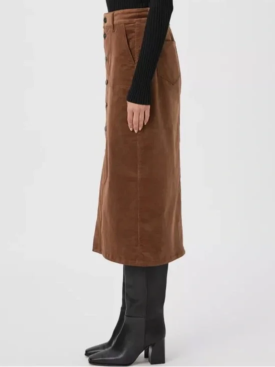 Paige $269 Meadow Brown Corduroy Midi Pencil Skirt | Size 4 NWOT - Picture 5 of 13